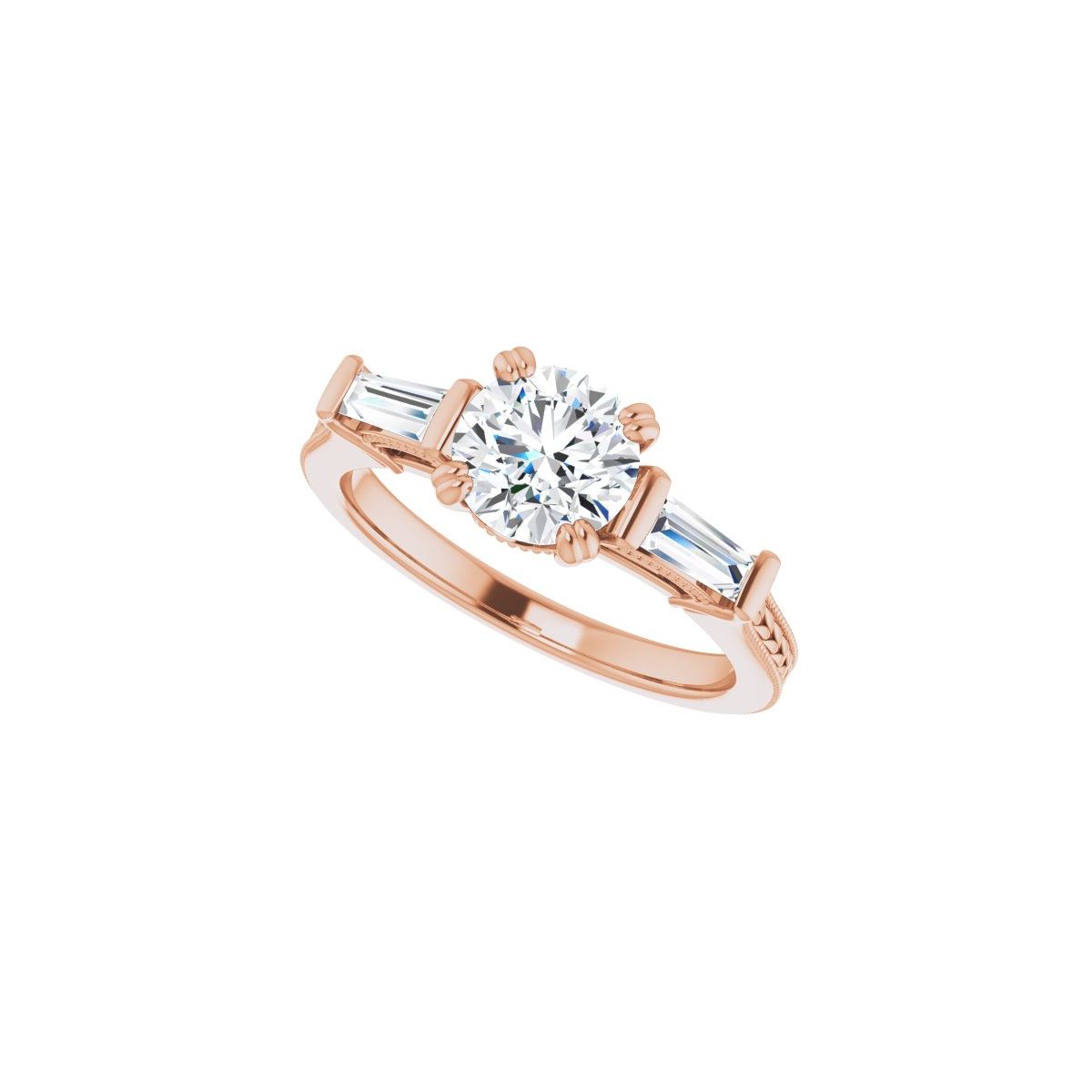 Round Twin-Prong Three-Stone Engagement Ring Semi-Mount - gallery - Series 122970
