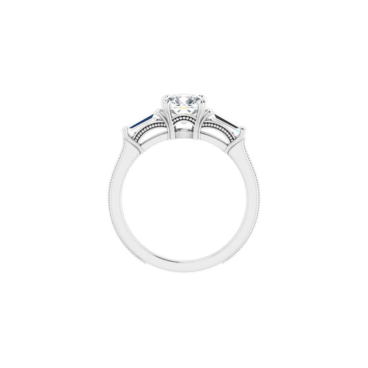Cushion Twin-Prong Three-Stone Engagement Ring Semi-Mount - gallery - Series 122970