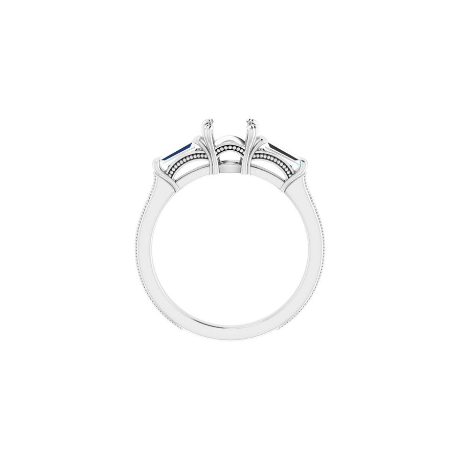 Cushion Twin-Prong Three-Stone Engagement Ring Semi-Mount - gallery - Series 122970