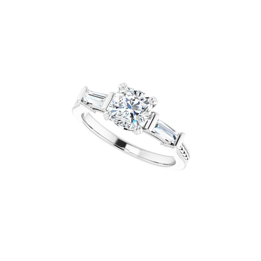 Cushion Twin-Prong Three-Stone Engagement Ring Semi-Mount - gallery - Series 122970