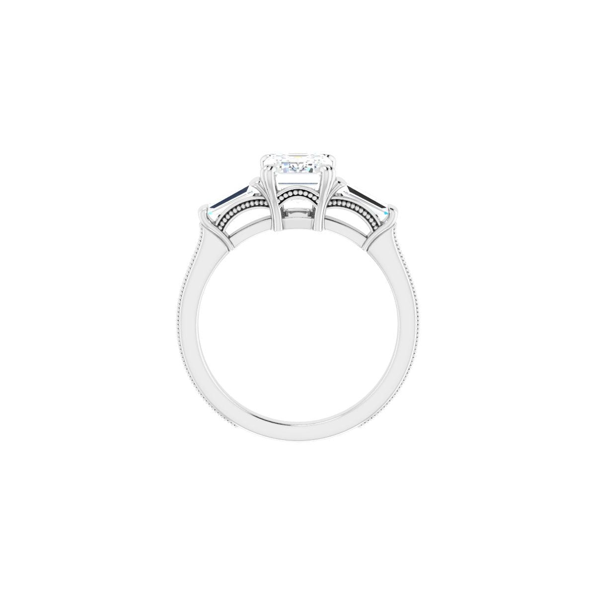Square Twin-Prong Three-Stone Engagement Ring Semi-Mount - gallery - Series 122970