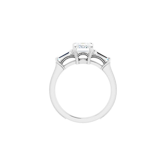 Square Twin-Prong Three-Stone Engagement Ring Semi-Mount - gallery - Series 122970
