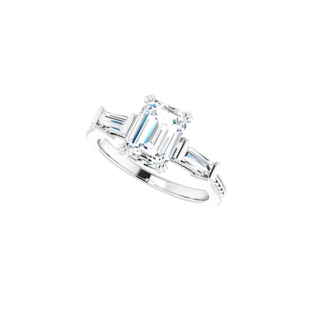 Square Twin-Prong Three-Stone Engagement Ring Semi-Mount - gallery - Series 122970