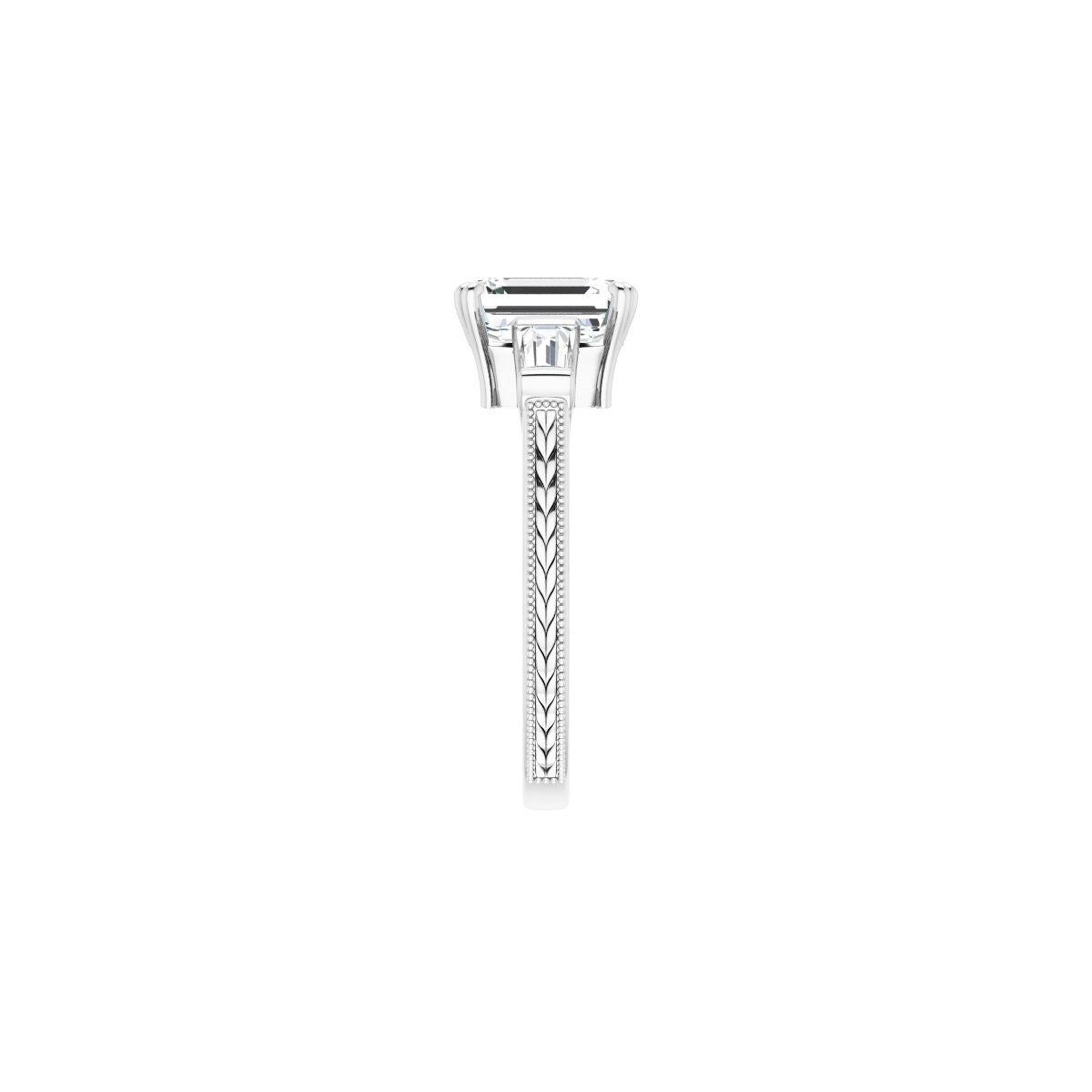 Square Twin-Prong Three-Stone Engagement Ring Semi-Mount - gallery - Series 122970