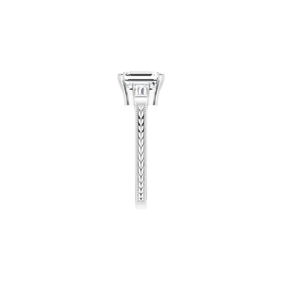 Square Twin-Prong Three-Stone Engagement Ring Semi-Mount - gallery - Series 122970