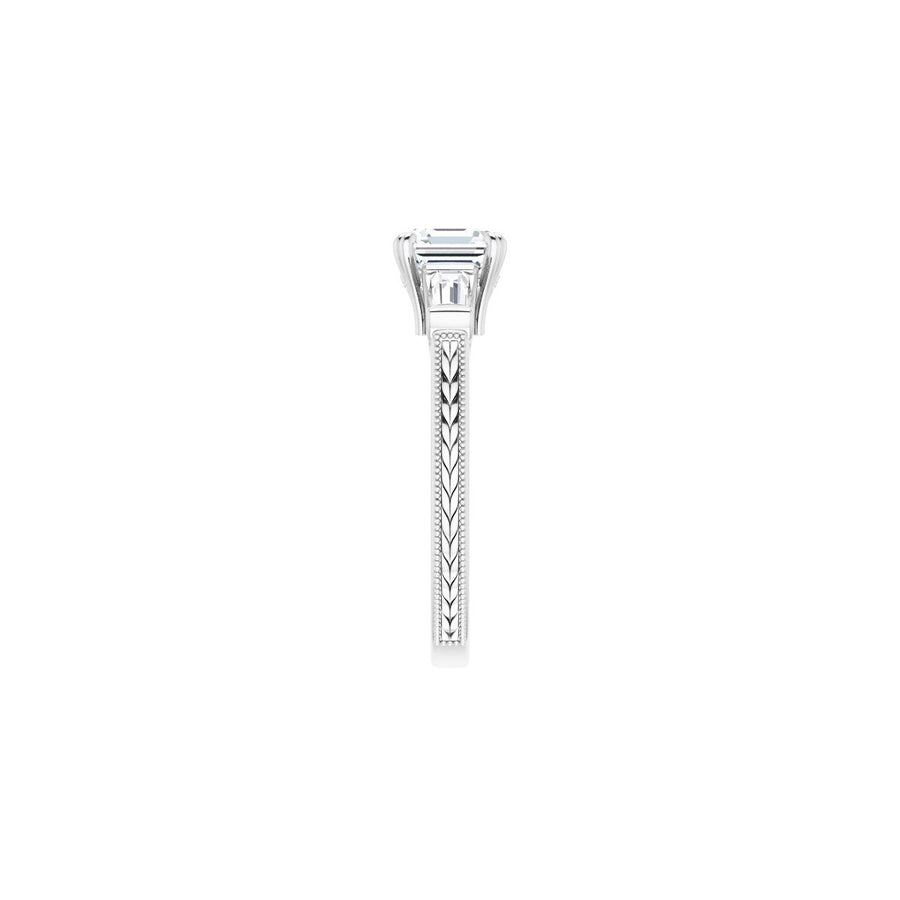 Asscher Twin-Prong Three-Stone Engagement Ring Semi-Mount - gallery - Series 122970