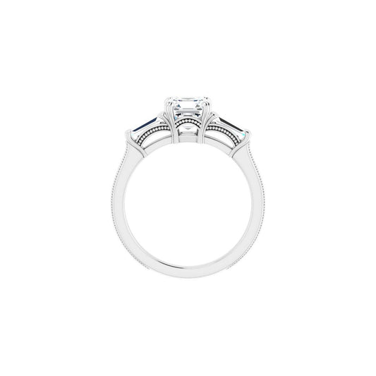 Asscher Twin-Prong Three-Stone Engagement Ring Semi-Mount - gallery - Series 122970