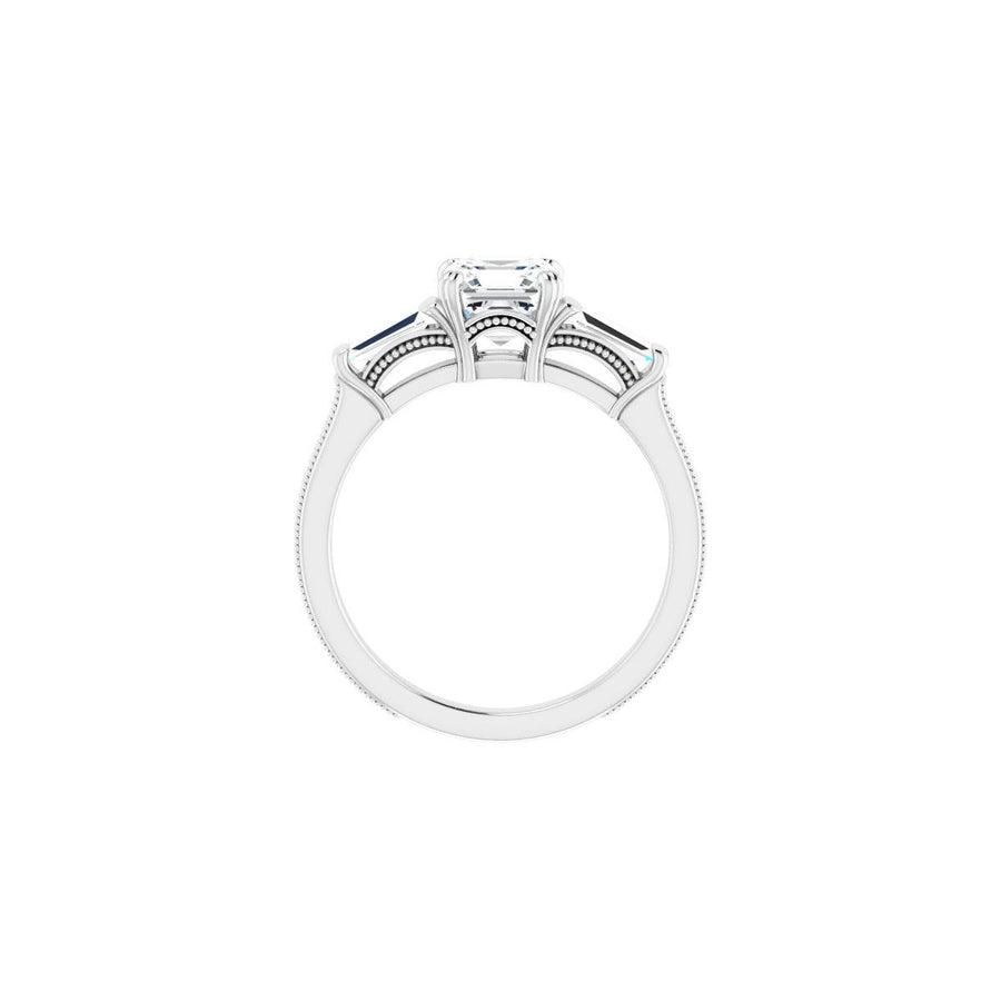 Asscher Twin-Prong Three-Stone Engagement Ring Semi-Mount - gallery - Series 122970