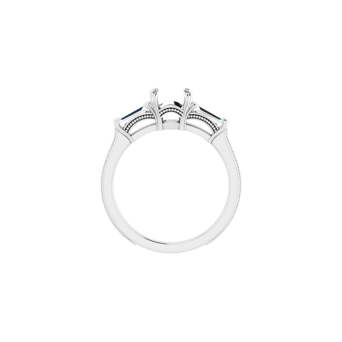 Asscher Twin-Prong Three-Stone Engagement Ring Semi-Mount - gallery - Series 122970