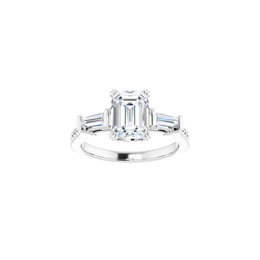 Square Twin-Prong Three-Stone Engagement Ring Semi-Mount - gallery - Series 122970