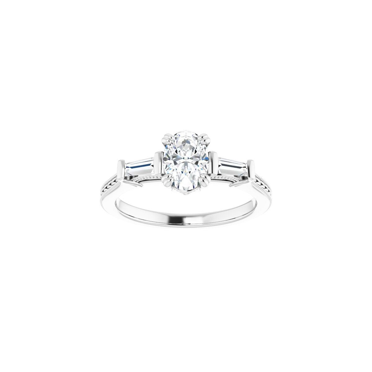 Oval Twin-Prong Three-Stone Engagement Ring Semi-Mount - gallery - Series 122970