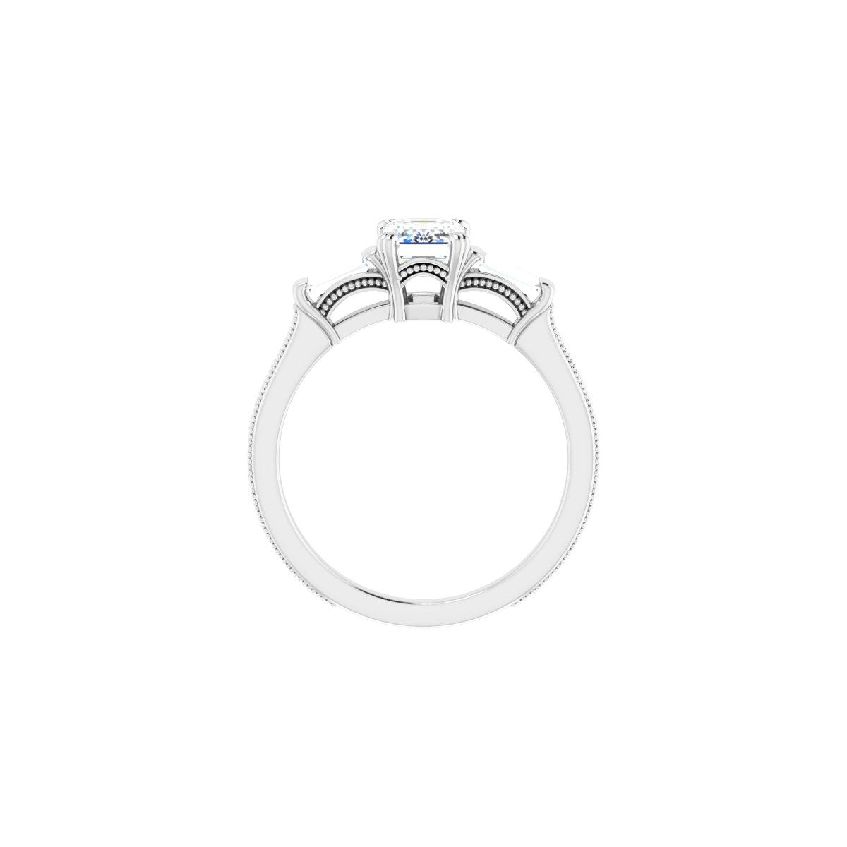 Emerald Twin-Prong Three-Stone Engagement Ring Semi-Mount - gallery - Series 122970