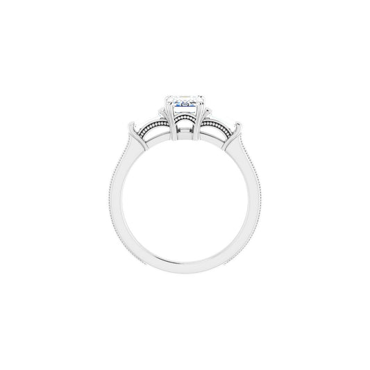 Emerald Twin-Prong Three-Stone Engagement Ring Semi-Mount - gallery - Series 122970