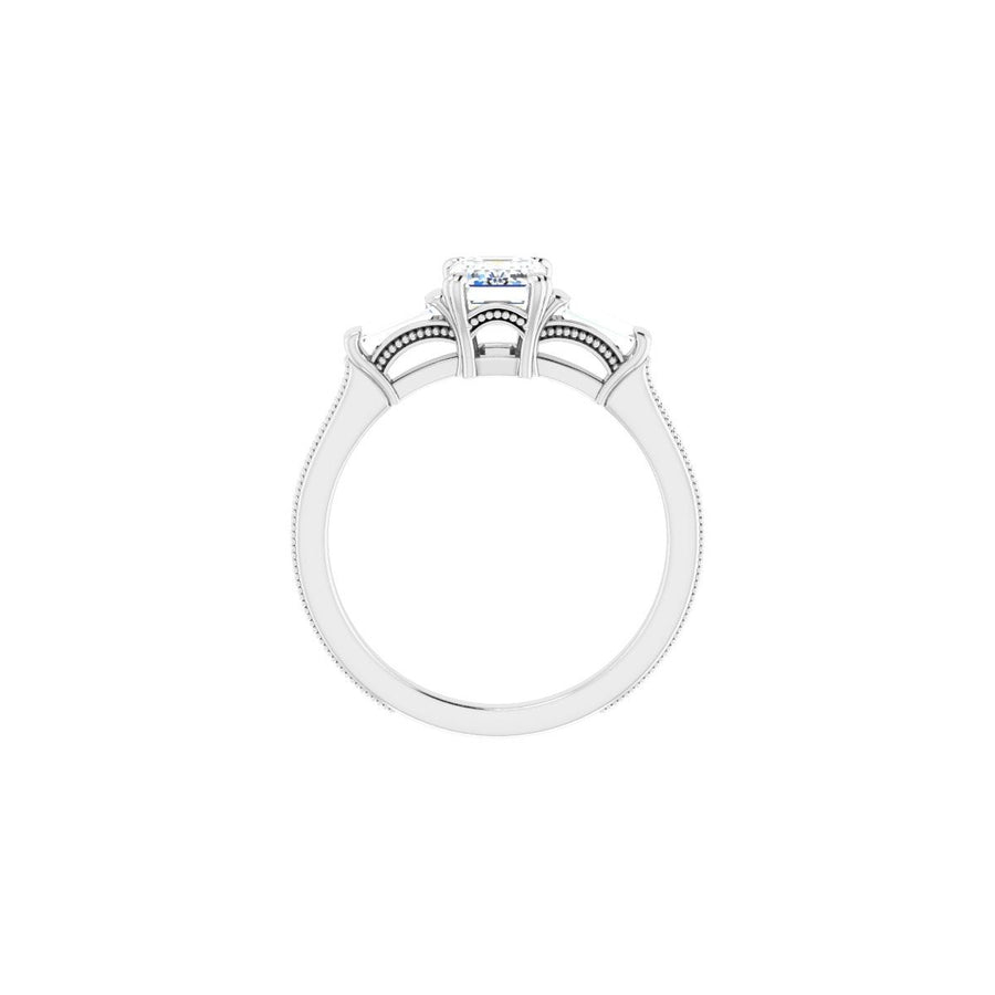 Emerald Twin-Prong Three-Stone Engagement Ring Semi-Mount - gallery - Series 122970