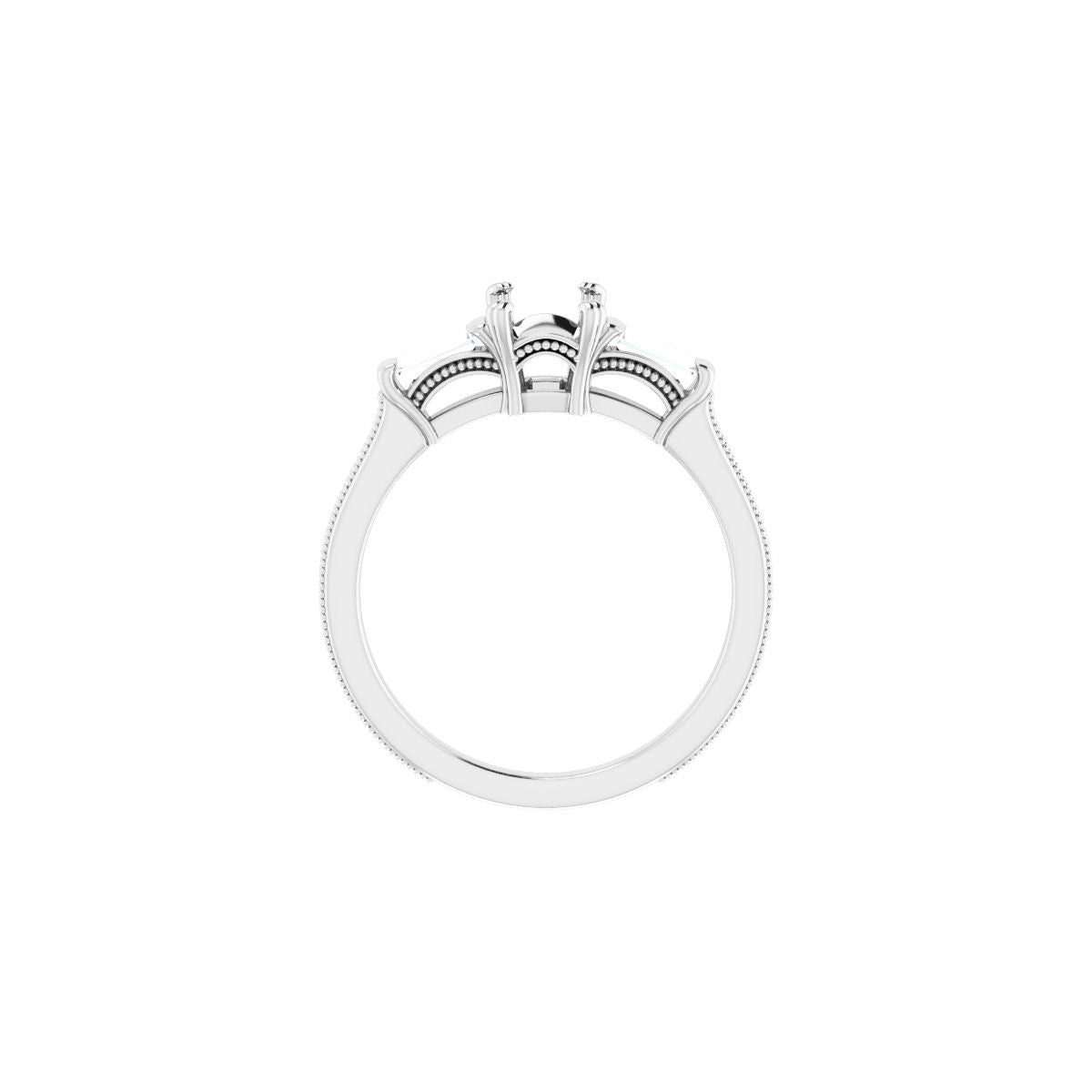 Emerald Twin-Prong Three-Stone Engagement Ring Semi-Mount - gallery - Series 122970
