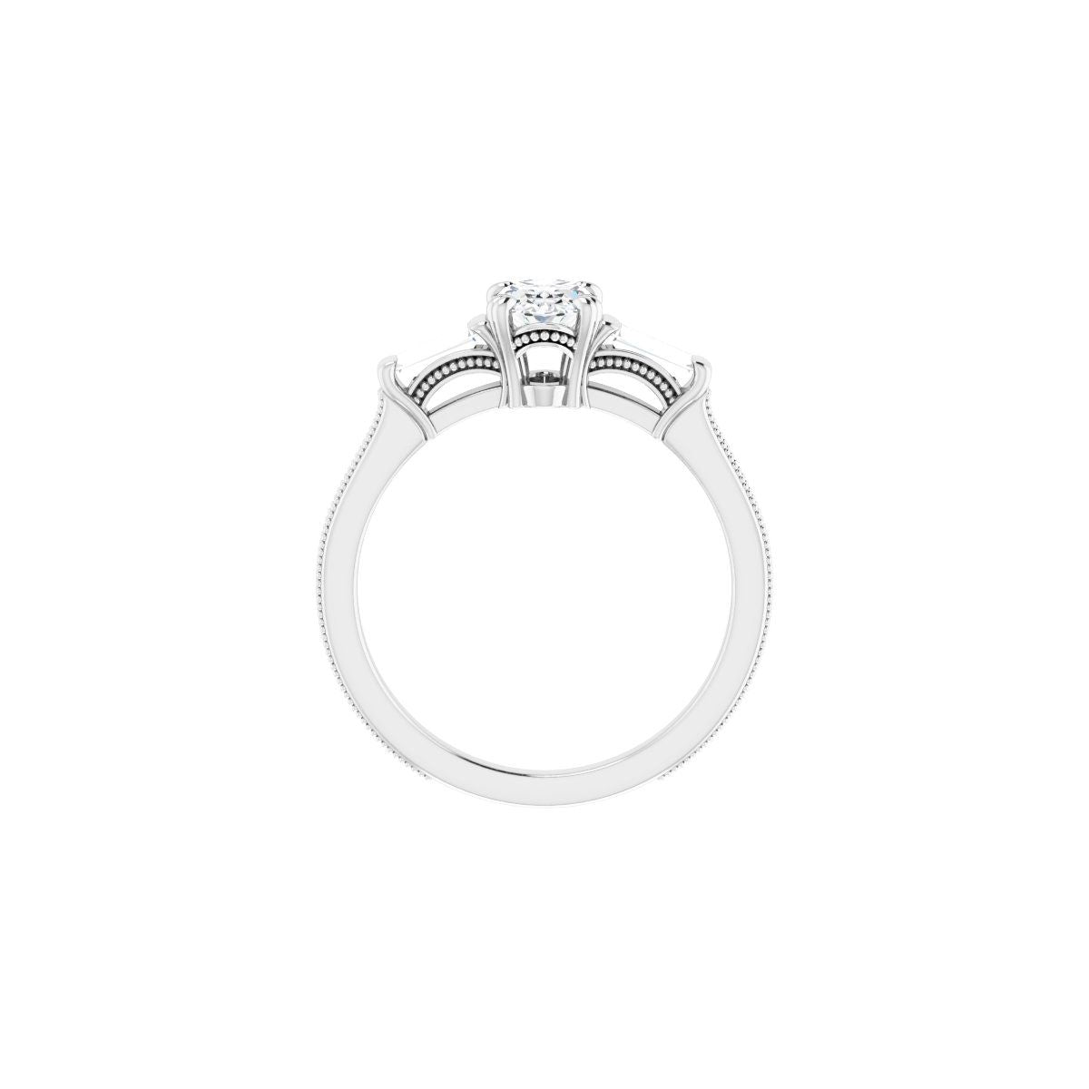Oval Twin-Prong Three-Stone Engagement Ring Semi-Mount - gallery - Series 122970