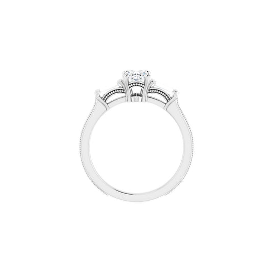 Oval Twin-Prong Three-Stone Engagement Ring Semi-Mount - gallery - Series 122970