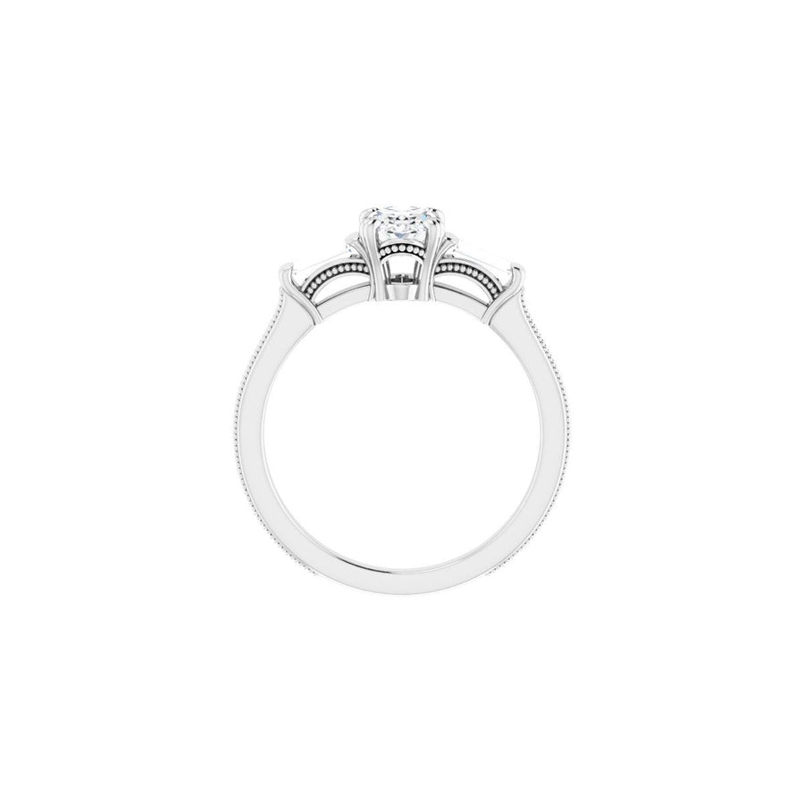 Oval Twin-Prong Three-Stone Engagement Ring Semi-Mount - gallery - Series 122970