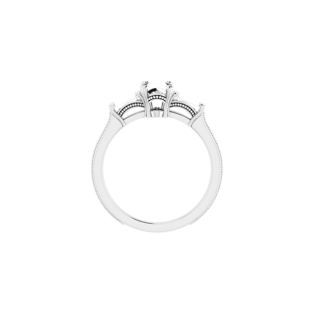 Oval Twin-Prong Three-Stone Engagement Ring Semi-Mount - gallery - Series 122970