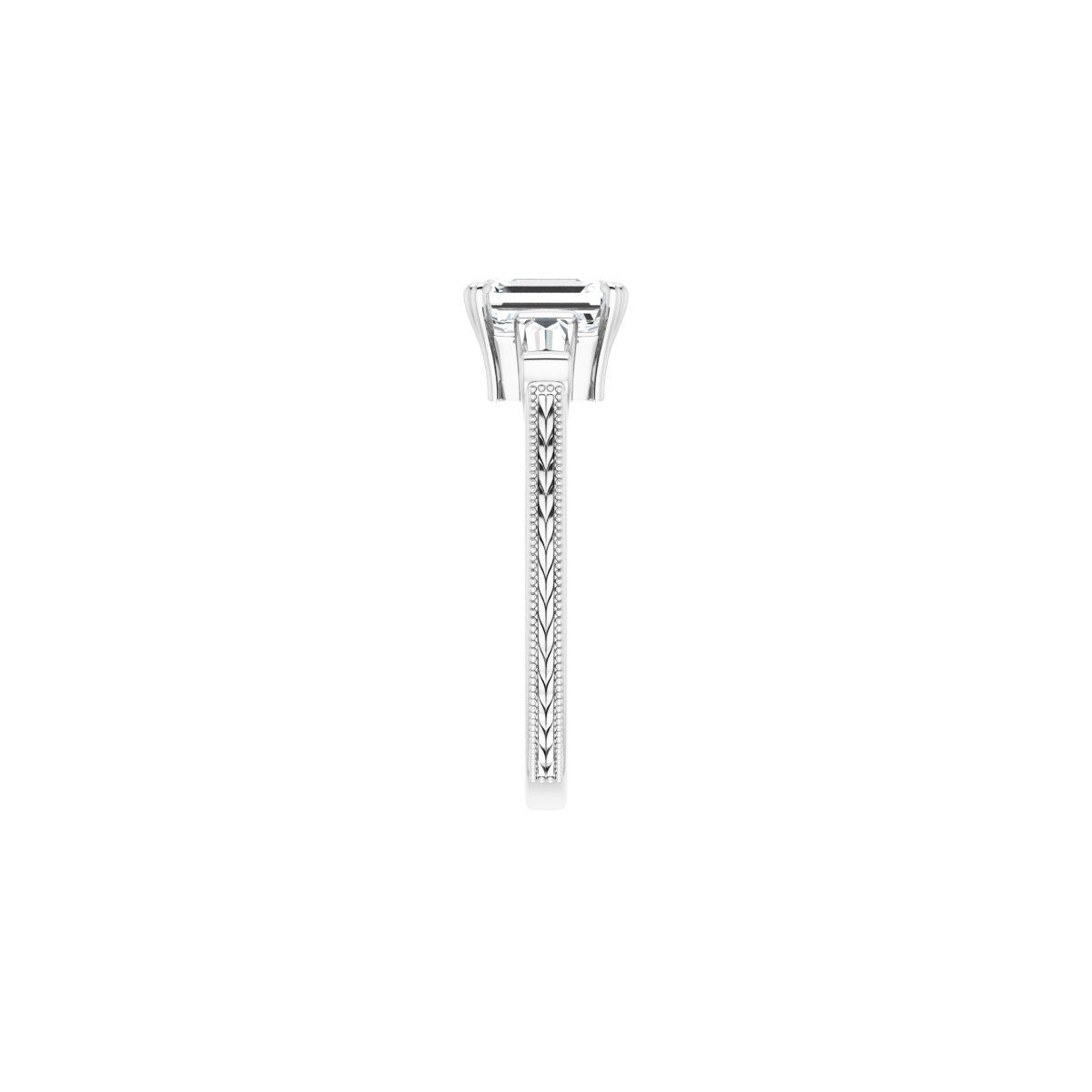 Emerald Twin-Prong Three-Stone Engagement Ring Semi-Mount - gallery - Series 122970