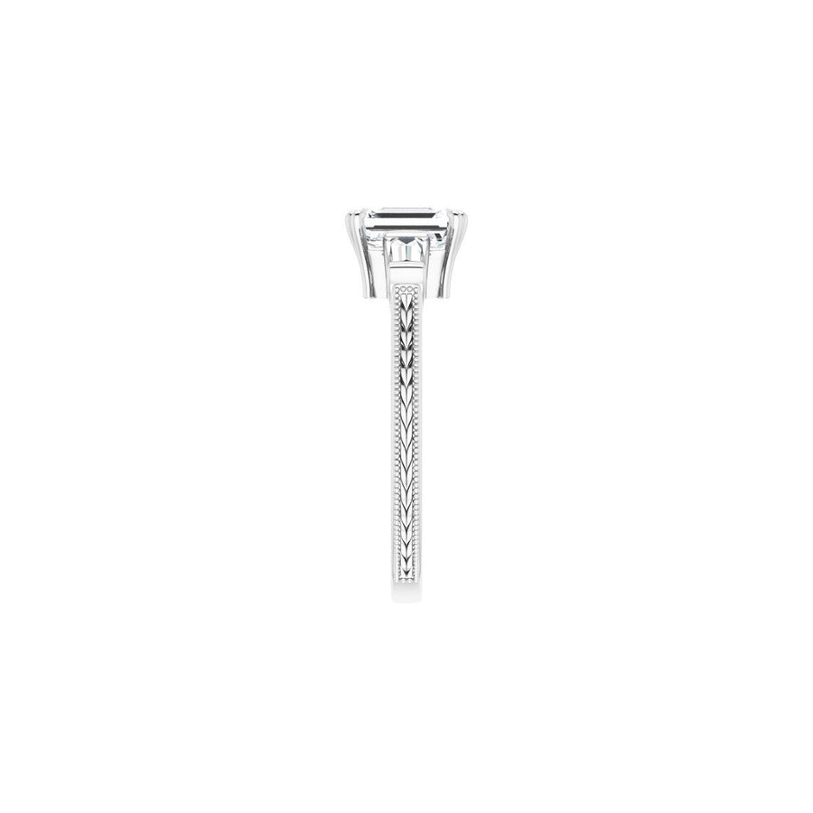 Emerald Twin-Prong Three-Stone Engagement Ring Semi-Mount - gallery - Series 122970