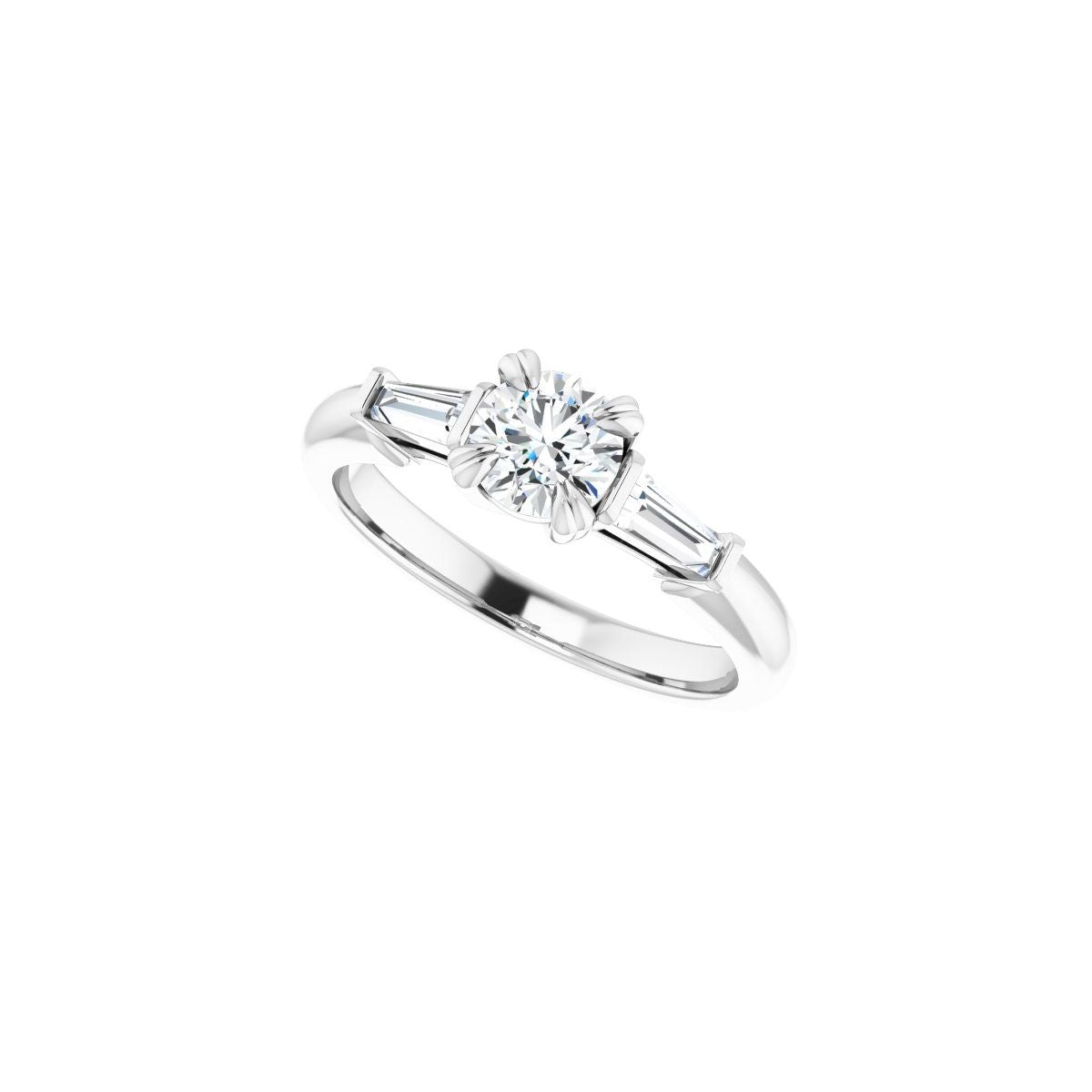 Round Double Claw-Prong Three-Stone Engagement Ring Semi-Mount - gallery - Series 122977