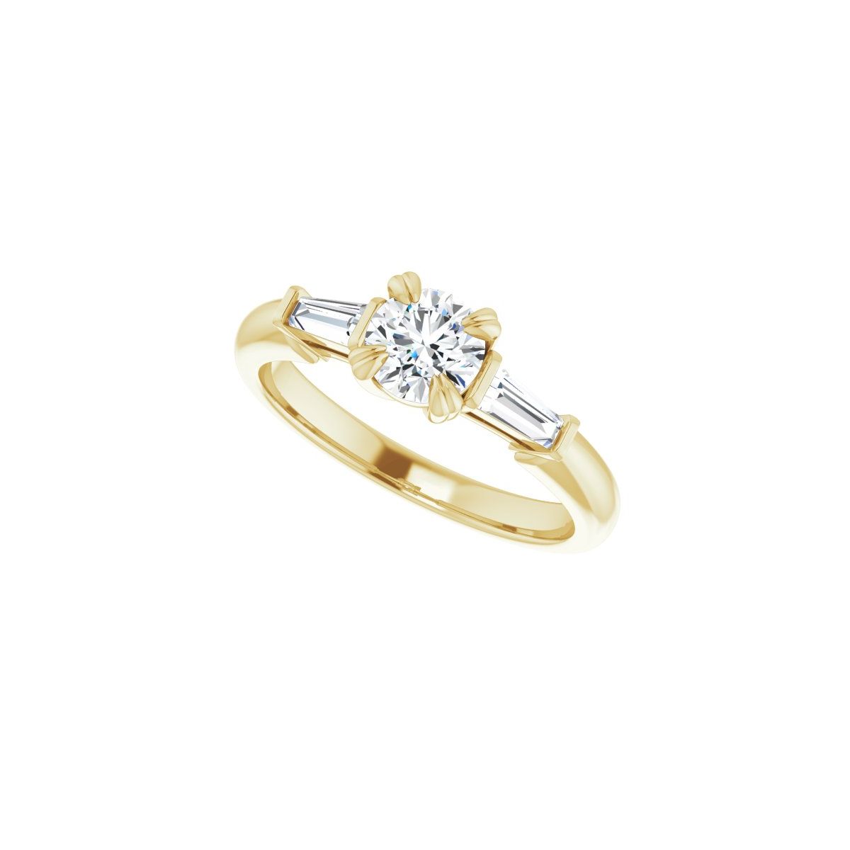 Round Double Claw-Prong Three-Stone Engagement Ring Semi-Mount - gallery - Series 122977