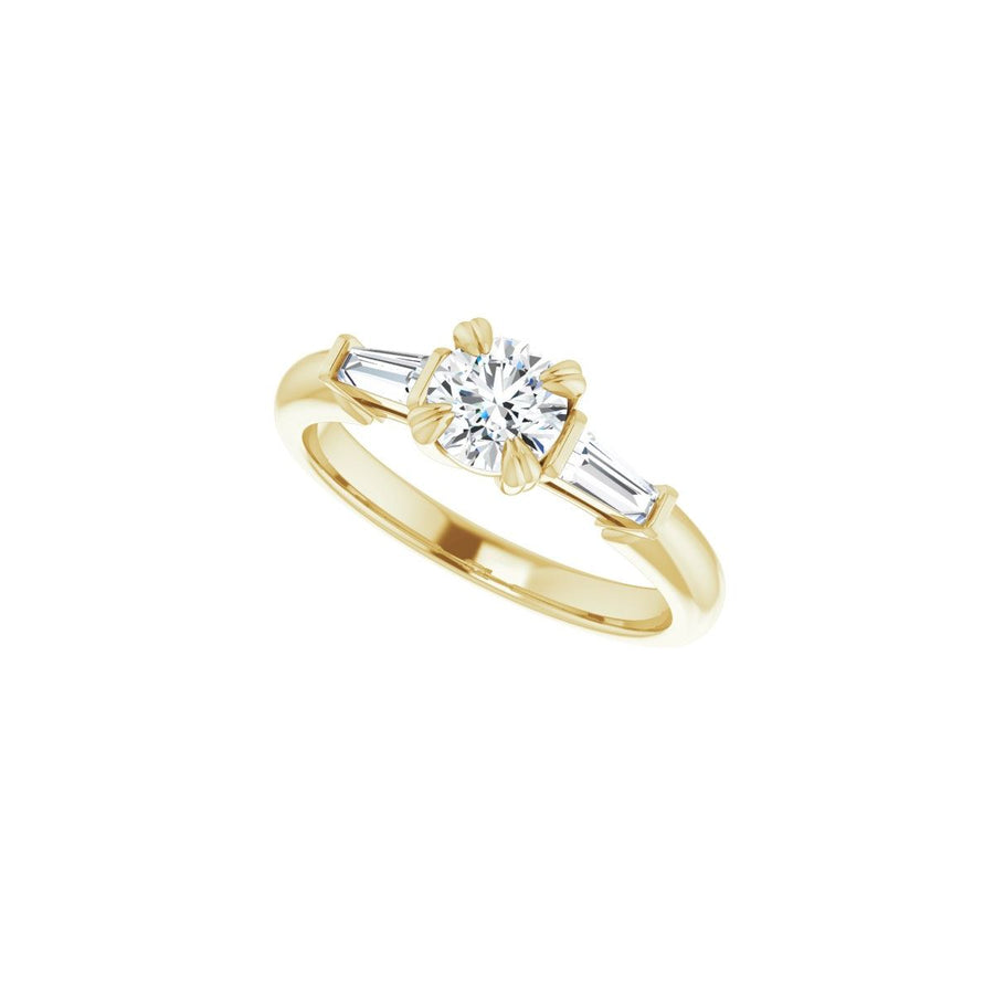 Round Double Claw-Prong Three-Stone Engagement Ring Semi-Mount - gallery - Series 122977
