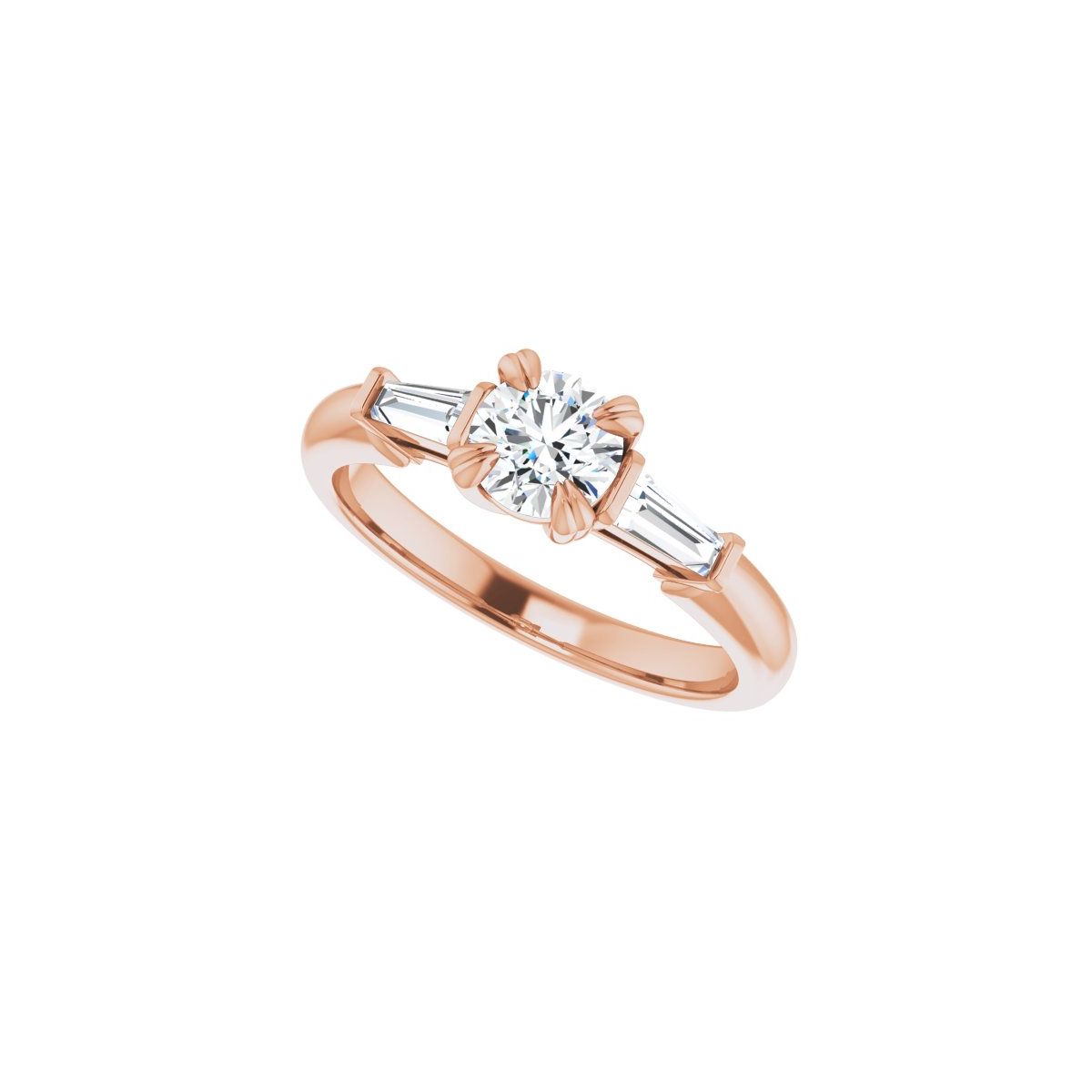 Round Double Claw-Prong Three-Stone Engagement Ring Semi-Mount - gallery - Series 122977