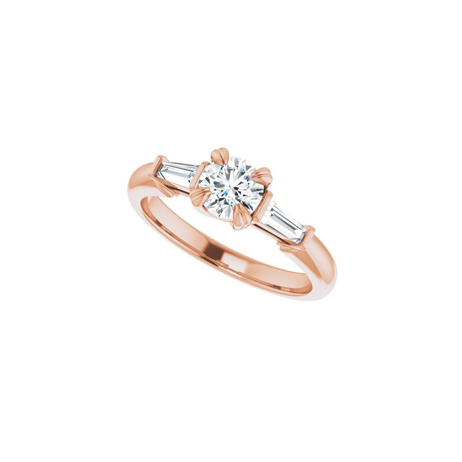 Round Double Claw-Prong Three-Stone Engagement Ring Semi-Mount - gallery - Series 122977