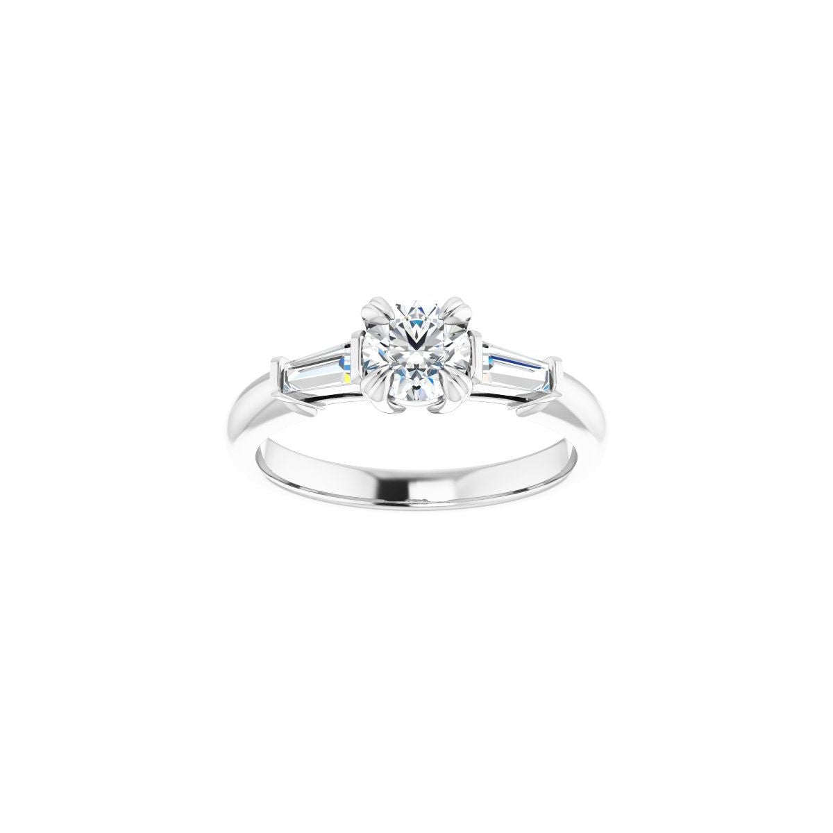 Round Double Claw-Prong Three-Stone Engagement Ring Semi-Mount - gallery - Series 122977