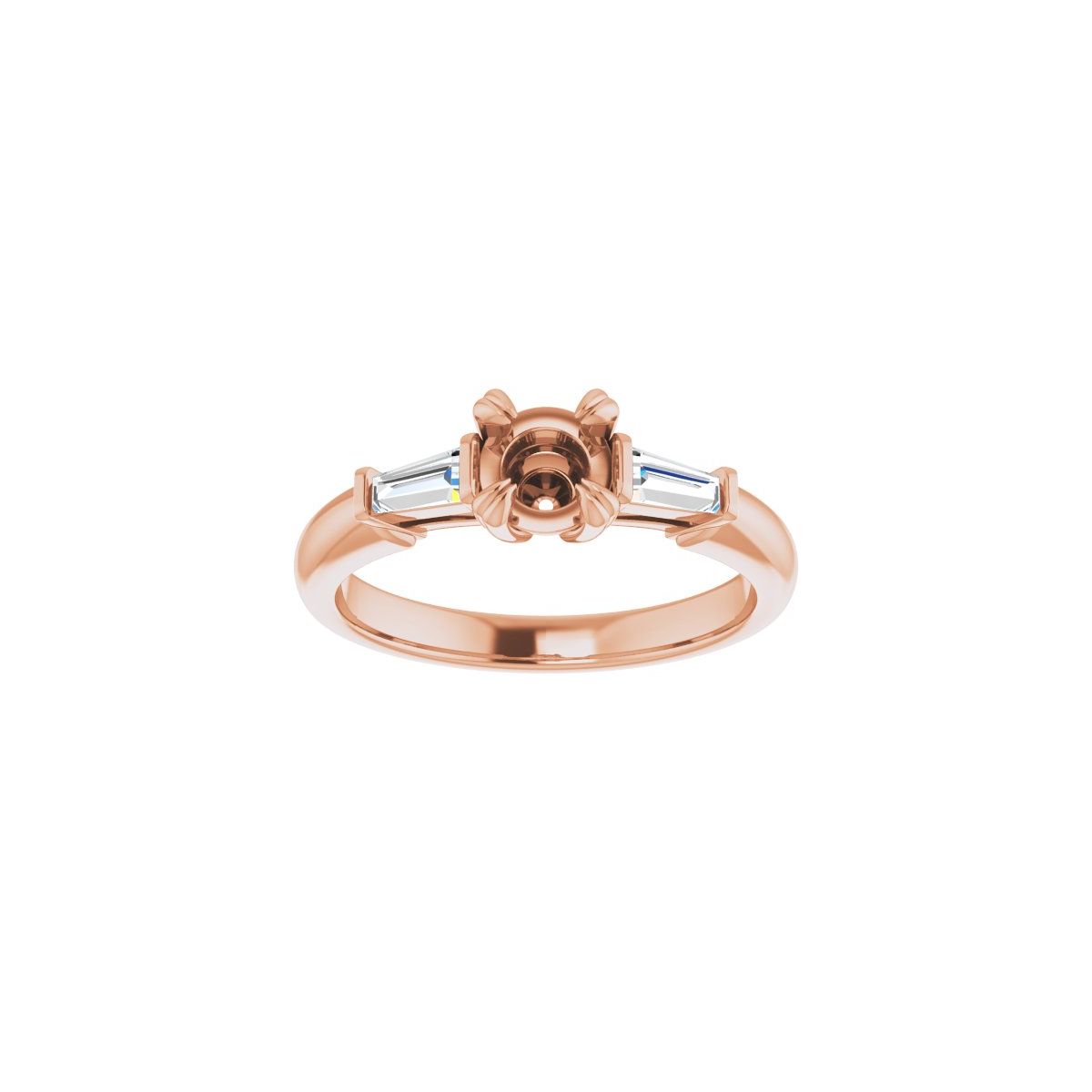 Round Double Claw-Prong Three-Stone Engagement Ring Semi-Mount - gallery - Series 122977