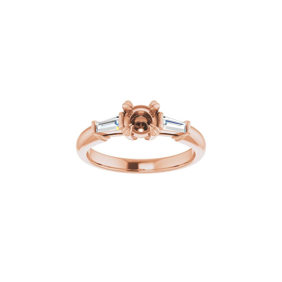 Round Double Claw-Prong Three-Stone Engagement Ring Semi-Mount - gallery - Series 122977