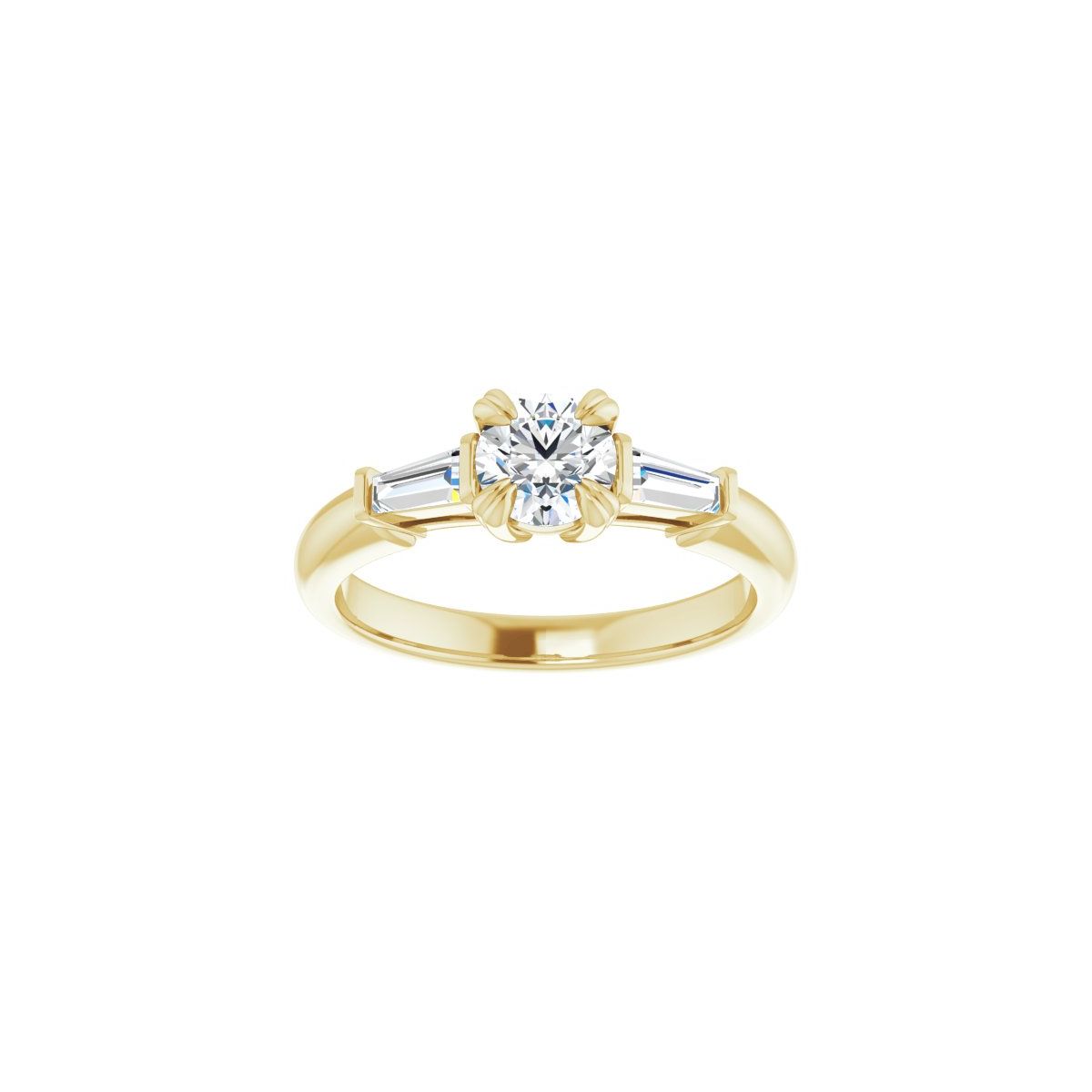 Round Double Claw-Prong Three-Stone Engagement Ring Semi-Mount - gallery - Series 122977