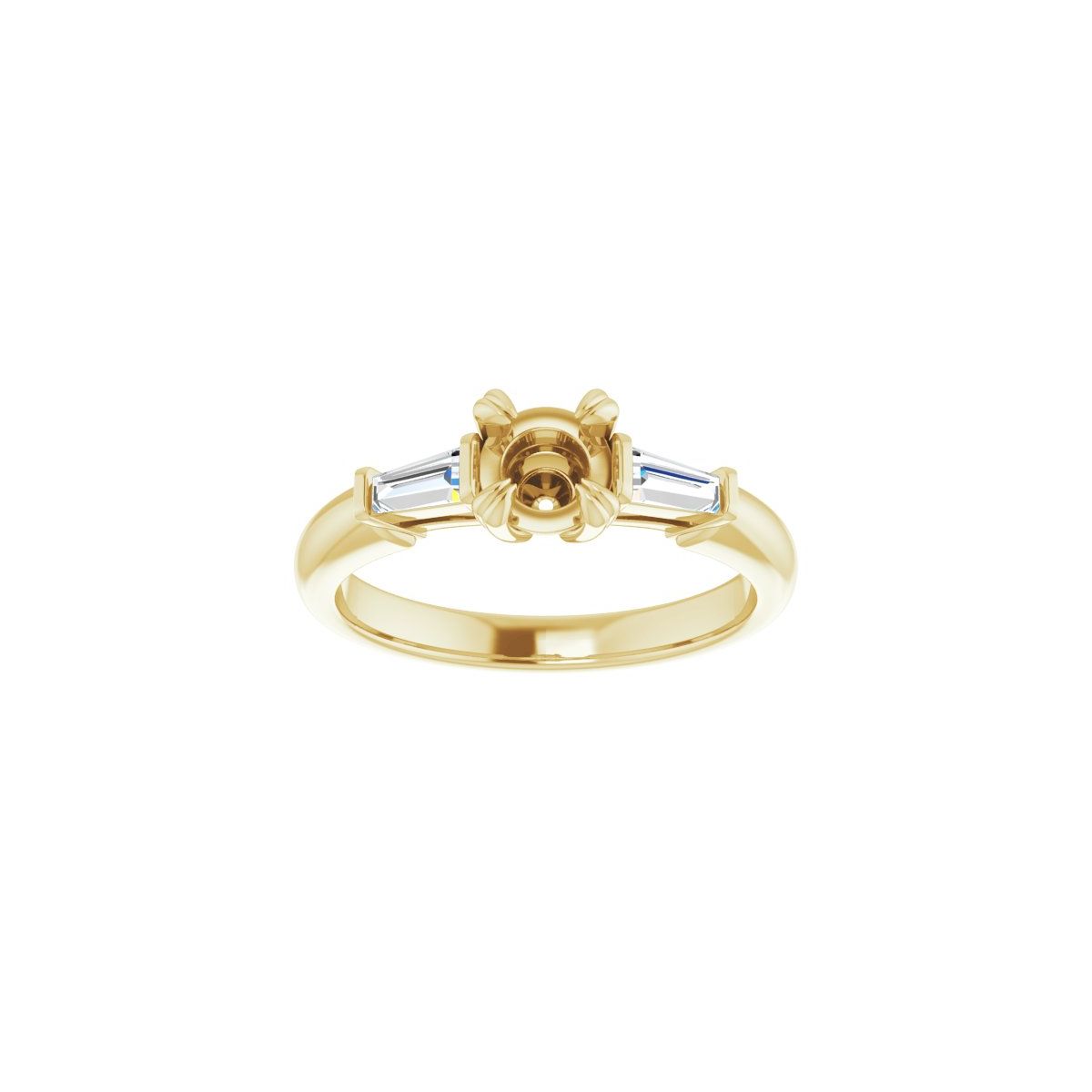 Round Double Claw-Prong Three-Stone Engagement Ring Semi-Mount - gallery - Series 122977