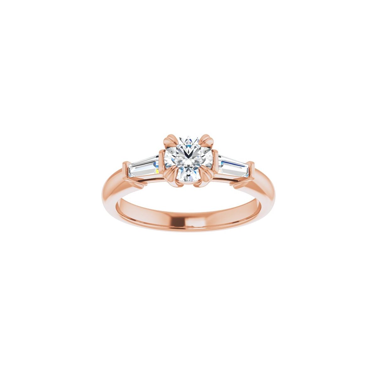 Round Double Claw-Prong Three-Stone Engagement Ring Semi-Mount - gallery - Series 122977