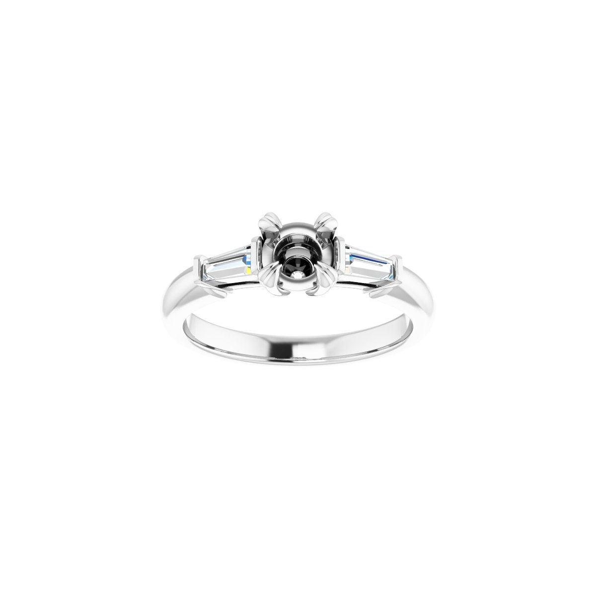 Round Double Claw-Prong Three-Stone Engagement Ring Semi-Mount - gallery - Series 122977