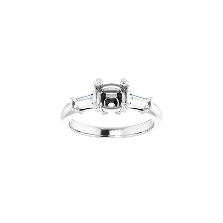 Cushion Double Claw-Prong Three-Stone Engagement Ring Semi-Mount - gallery - Series 122977