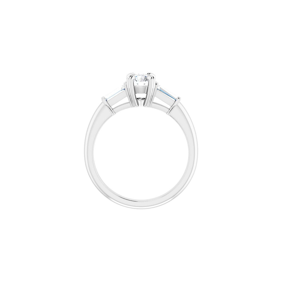 Round Double Claw-Prong Three-Stone Engagement Ring Semi-Mount - gallery - Series 122977