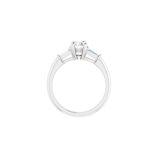 Round Double Claw-Prong Three-Stone Engagement Ring Semi-Mount - gallery - Series 122977
