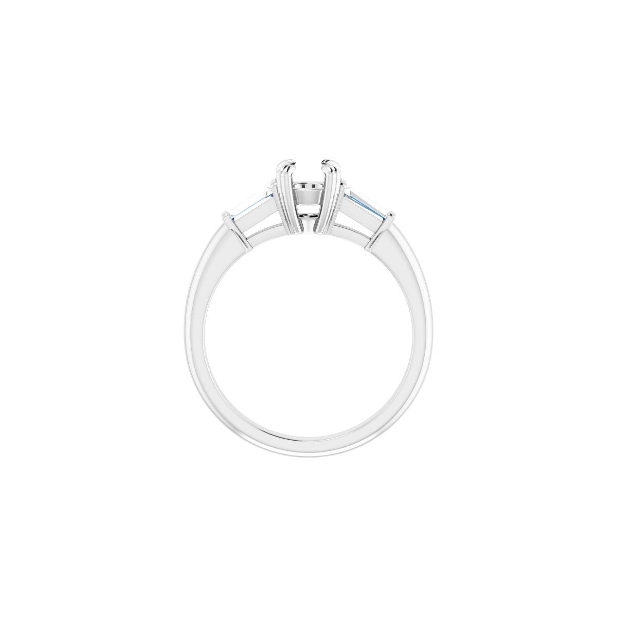 Round Double Claw-Prong Three-Stone Engagement Ring Semi-Mount - gallery - Series 122977