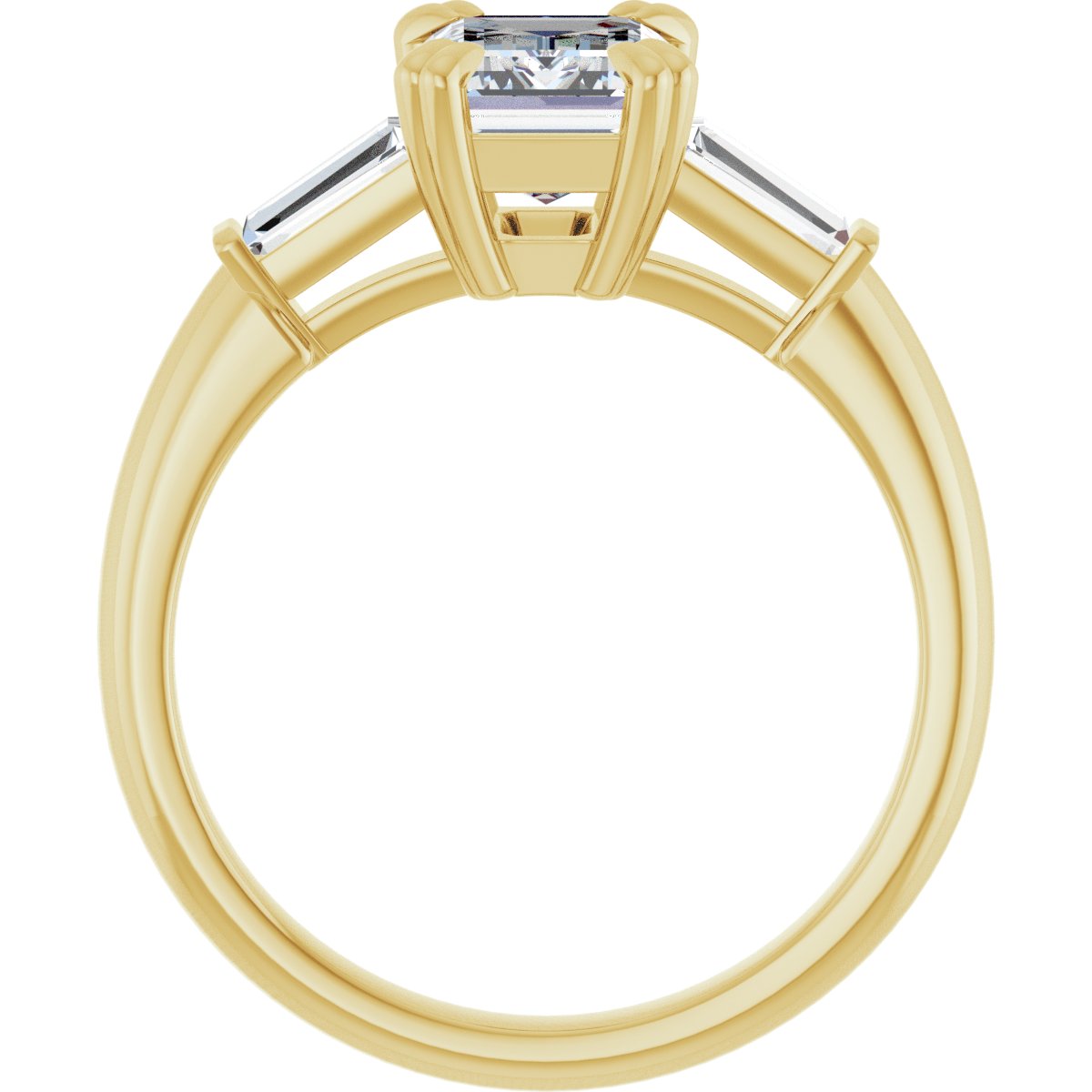 Emerald Double Claw-Prong Three-Stone Engagement Ring Semi-Mount - gallery - Series 122977