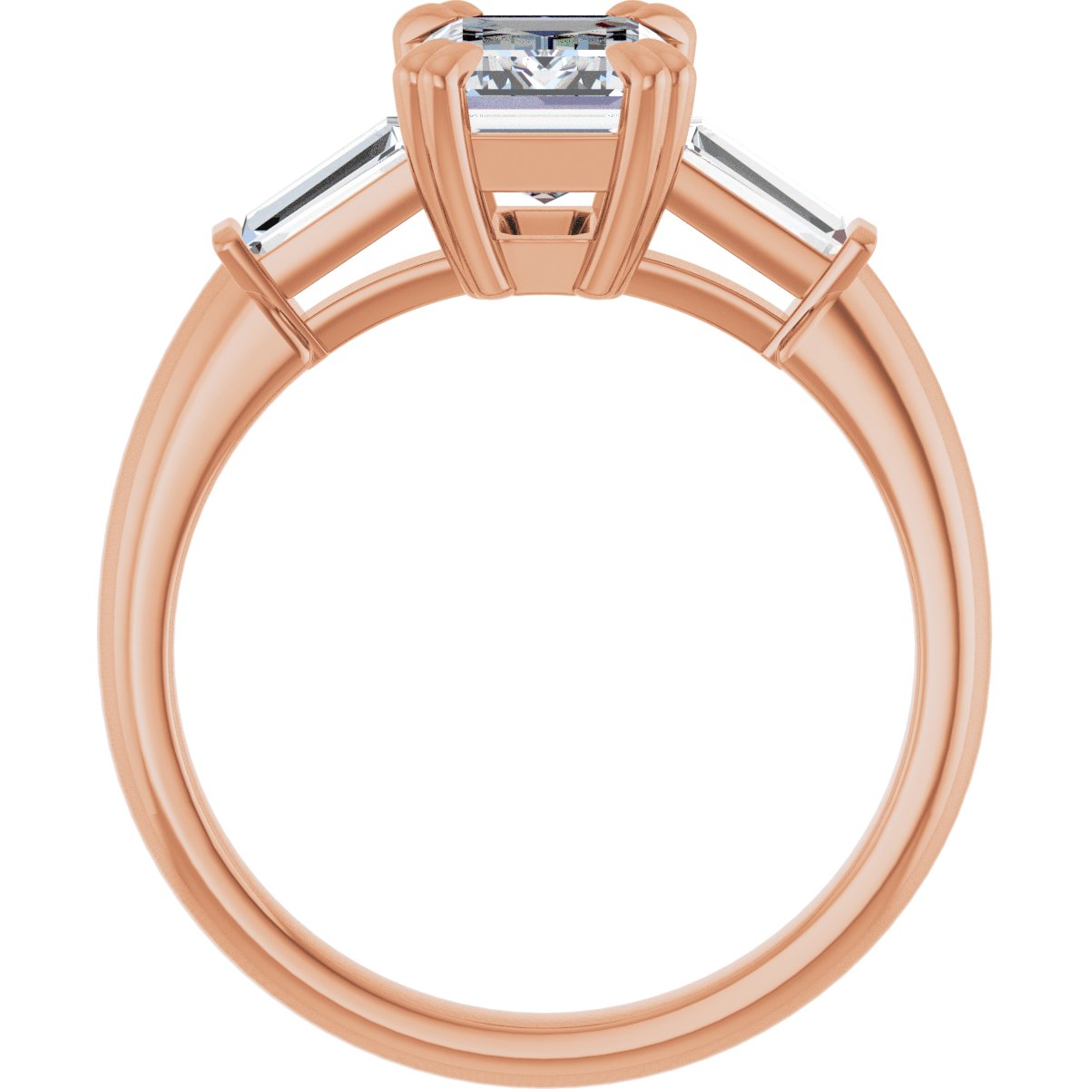 Emerald Double Claw-Prong Three-Stone Engagement Ring Semi-Mount - gallery - Series 122977