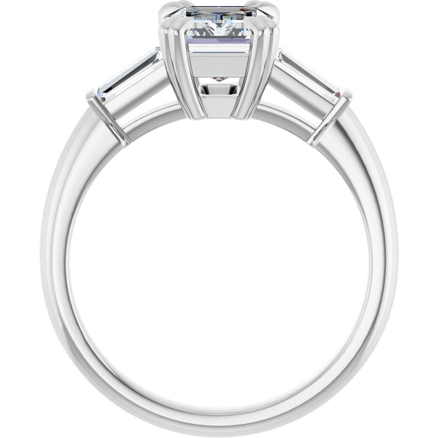 Emerald Double Claw-Prong Three-Stone Engagement Ring Semi-Mount - gallery - Series 122977