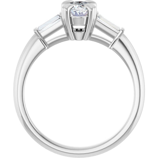 Oval Double Claw-Prong Three-Stone Engagement Ring Semi-Mount - gallery - Series 122977