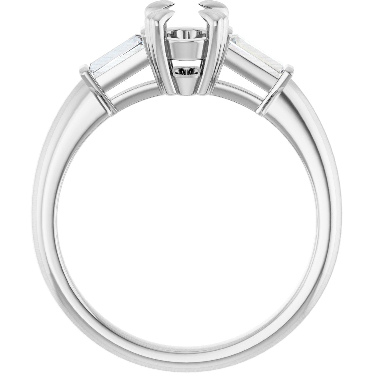 Oval Double Claw-Prong Three-Stone Engagement Ring Semi-Mount - gallery - Series 122977