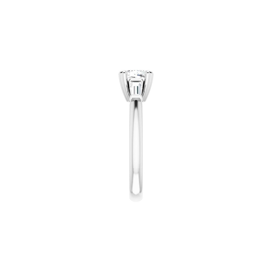 Cushion Double Claw-Prong Three-Stone Engagement Ring Semi-Mount - gallery - Series 122977