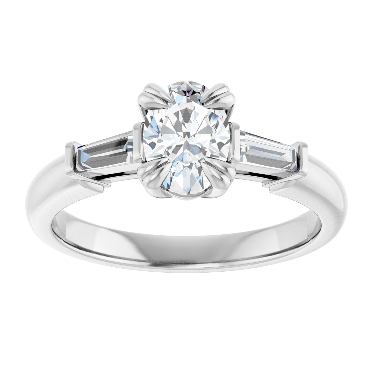 Oval Double Claw-Prong Three-Stone Engagement Ring Semi-Mount - gallery - Series 122977