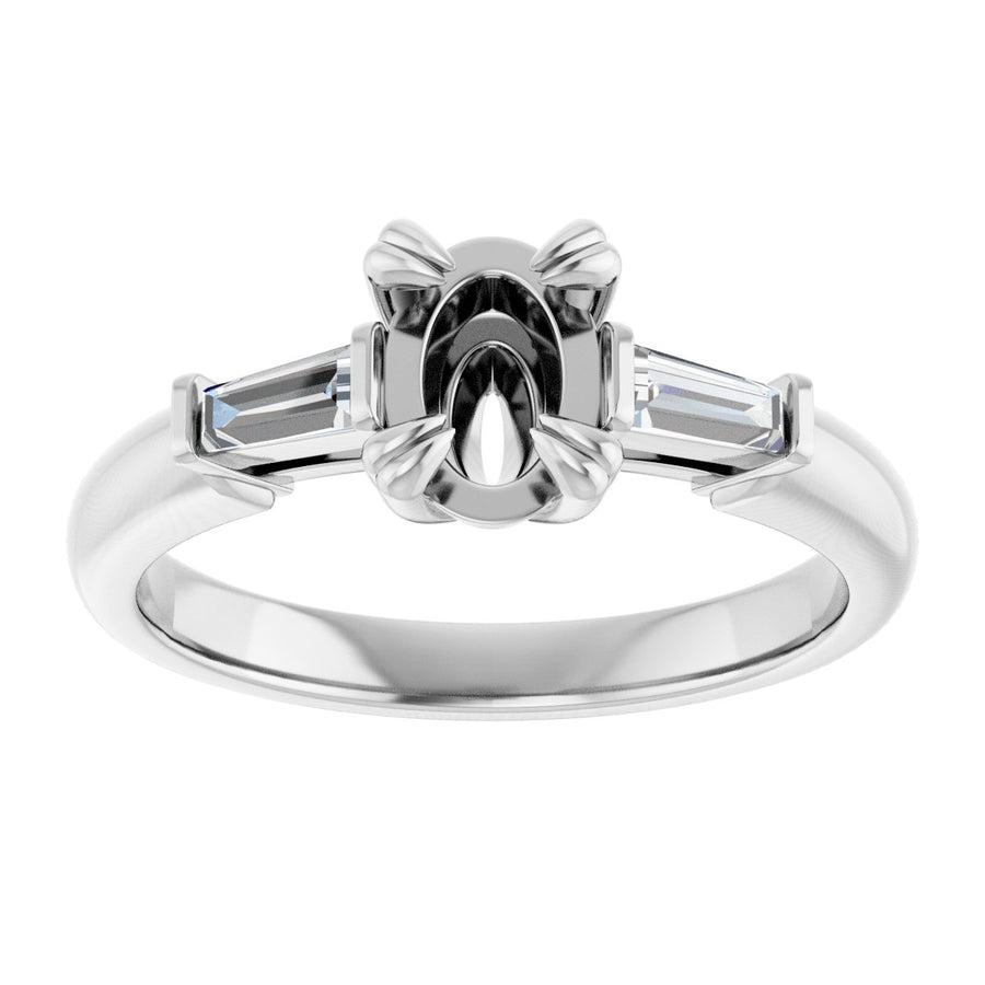 Oval Double Claw-Prong Three-Stone Engagement Ring Semi-Mount - gallery - Series 122977