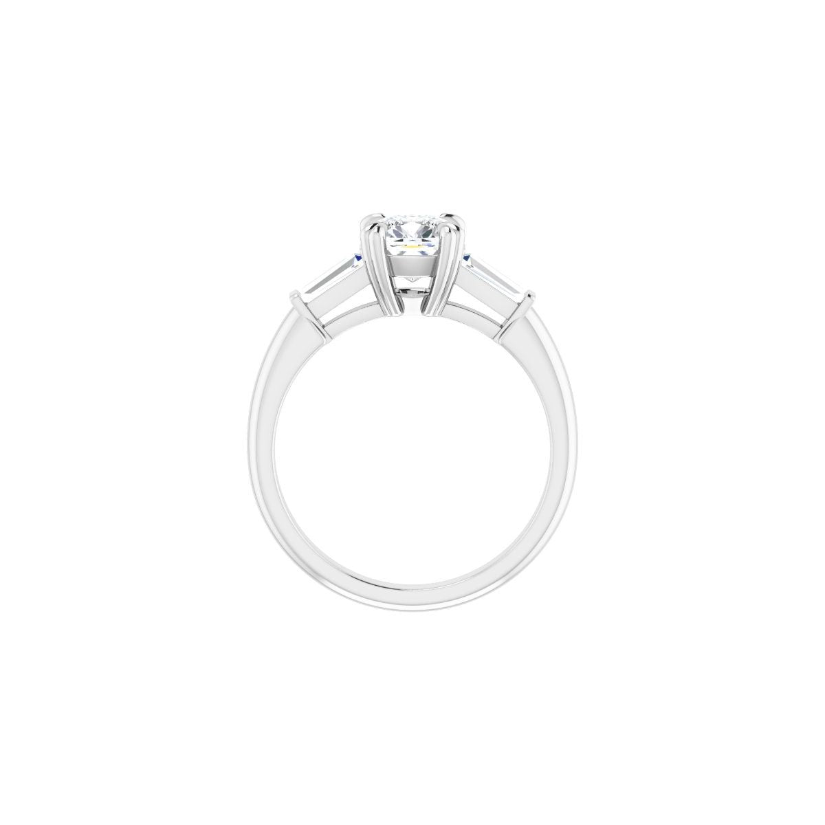 Cushion Double Claw-Prong Three-Stone Engagement Ring Semi-Mount - gallery - Series 122977